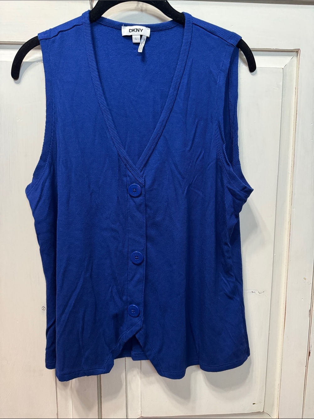 DKNY Cobalt Blue Button-Front Sleeveless Tank